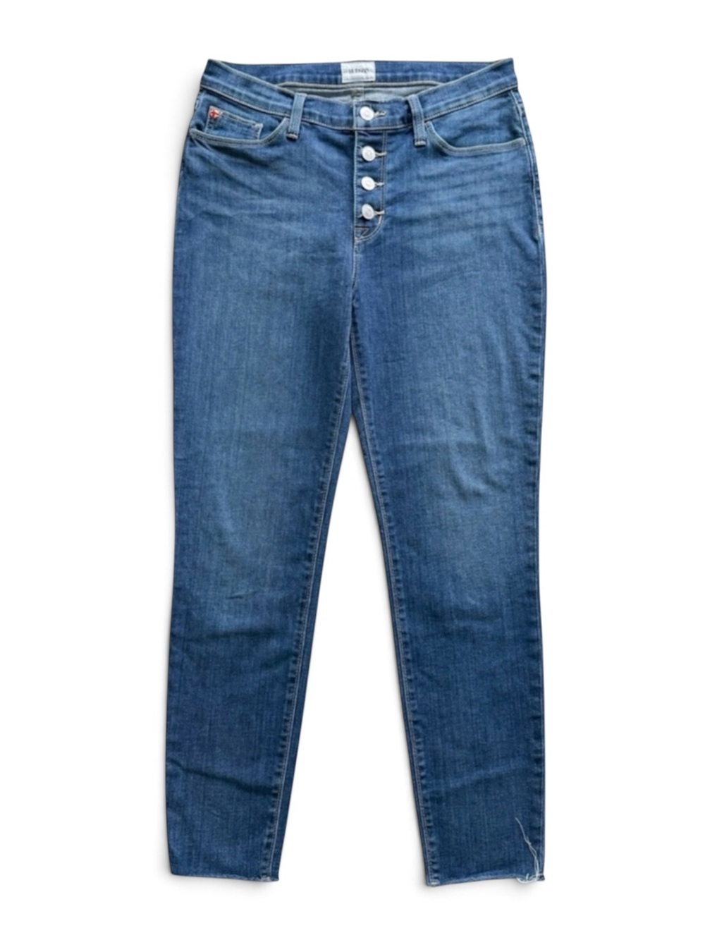 Hudson Natalie High‑Rise Ankle Jeans Raw Hem Medium Wash Size 28